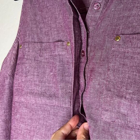 2/$30 Lane Bryant Linen Blend Purple Sleeveless Button Down Shirt - Picture 4 of 12